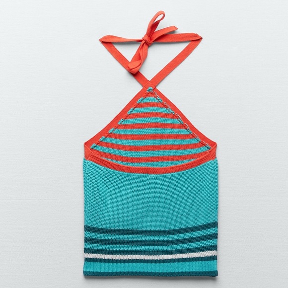 Zara multicolored halter neck knit top - Picture 5 of 7